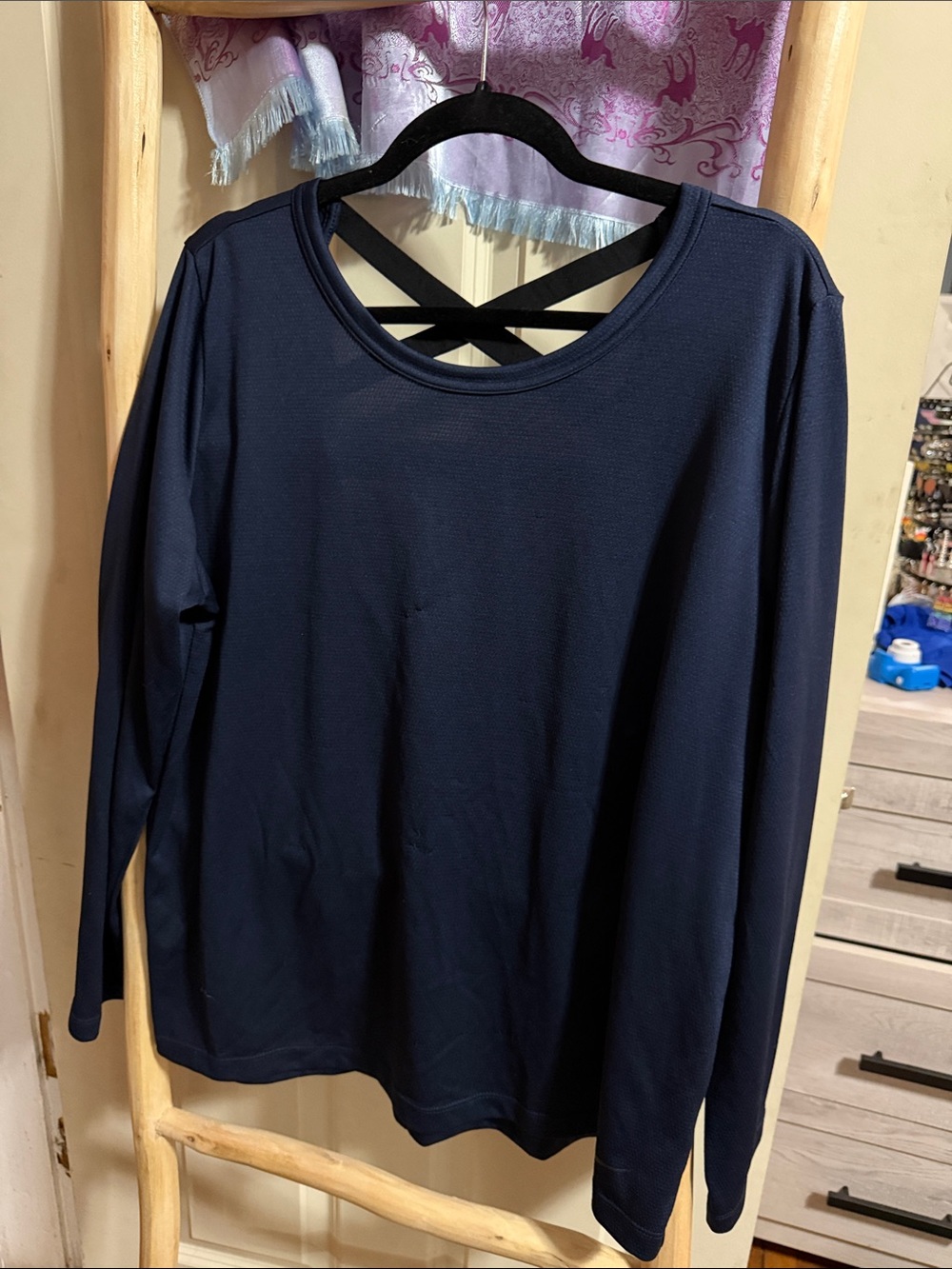 Nike Navy Long Sleeve Crisscross Back Top